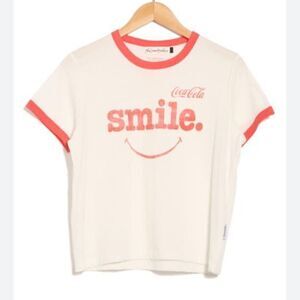 The Laundry Room Coca Cola Smile Graphic Ringer T-Shirt NWT